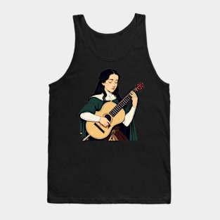 Serene bard playing a song on her guitar Tank Top